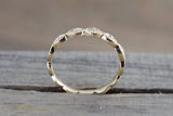 14k Yellow Gold Diamond Vintage Milgrain Etch Etching Ring Antique Half Eternity Filigree Dainty Band
