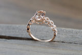 14k Rose Gold Elongated Oval Cut Morganite Diamond Infinity Twist Engagement Ring