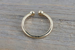 14k Yellow Gold Double Bezel Diamond Open Cuff Fashion Ring Band Midi Ring