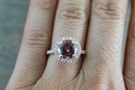 14k Rose Gold Round Peach Pink Morganite Diamond Halo Engagement Anniversary Ring
