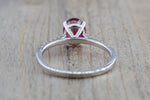 18k White Gold Oval Tourmaline and Diamond Engagement Promise Wedding Anniversary Ring Purple Pink