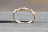 18k Rose Gold Diamond Pear Round Shape Diamond Wedding Anniversary Love Band Ring