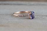 18 Karat Rose Gold Diamond Oval Tanzanite Engagement Ring Anniversary Promise Wedding Band