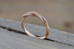 14k Rose Gold Solid Dainty Diamond Rope Design Band Wedding Anniversary Love Ring Band Vintage Thin