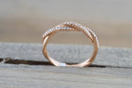 14k Rose Gold Solid Dainty Diamond Rope Design Band Wedding Anniversary Love Ring Band Vintage Thin