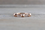 14k Solid Rose Gold Pyramid Diamond Ring Stack Band Stackable