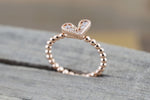 Micro Pave Diamond Heart Bead Ring