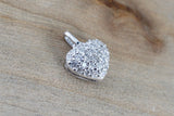 14k White Gold Heart Diamond Puff Micro Pave Pendant Charm