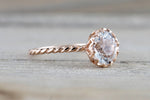 Melrose Rope White Topaz Crown Solitaire Ring 8mm