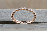 14k Rose Gold Round Cut Diamond Bezel Full Eternity Stackable Stacking Promise Ring Anniversary Bead