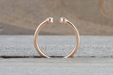 14k Rose Gold Round Cut Diamond Bezel Open Cuff Fashion Stackable Stacking Promise Ring Space