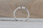 14k White Gold Round Cut Diamond Bezel Open Cuff Stackable Ring Band