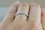 14k White Gold Round Cut Diamond 3 face Stackable Wedding Anniversary Promise Engagement Ring Band