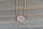 14k Rose Gold Circle Disk Round Micro Pave Diamond Invisible Dainty Pendant Charm