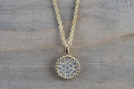 Gold Diamond Disc Round Circle Pendant with Chain Necklace Medallion AN1001