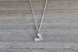 14k White Gold Heart Micro Pave Diamond Invisible Dainty Pendant Charm
