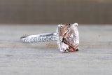 Victoria Elongated Cushion Morganite Hidden Under Halo Diamond Ring M3001