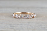 18k Gold Diamond Baguette Zig Zag Marquis and Rectangle Segments Ring Band