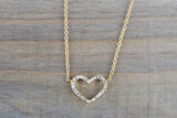 14k Yellow Gold Heart Micro Pave Diamond Dainty Pendant Charm With Necklace