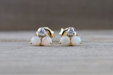 14k Yellow Gold Cluster Opal Diamond Cluster Earring Stud