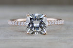 14k Gold Solitaire Cushion Cut Moissanite Diamond Engagement Ring M3073
