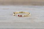 18kt Yellow Gold Round Cut Ruby and Diamond Bezel Fashion Ring Bead Design Band