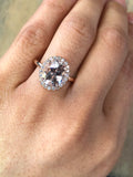 10x8 Oval Morganite Diamond Halo Ring