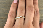 18k Gold Diamond Baguette Zig Zag Marquis and Rectangle Segments Ring Band