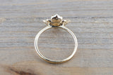 14k Yellow Gold Floral Oval Fire Opal and Diamond Engagement Anniversary Promise Wedding Ring Band Flower Petal
