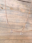 14k Rose Gold Dangling LOVE Micro Pave Diamond Necklace 16" 18" Chain
