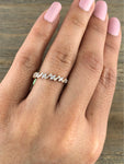 18k Gold Diamond Baguette Zig Zag Marquis and Rectangle Segments Ring Band