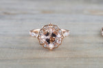 Art Deco Cushion Morganite Wedding Set