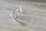 14k White Gold Oval Cut Morganite Diamond Vintage Halo Engagement Ring 10x8
