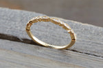 Gold Dainty Milgrain Etching Diamond Band Ring B10081