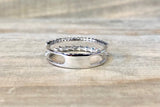 14k White Gold Diamond Baguette and Round 2 Row Ring Band Stackable