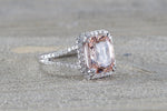 Ava Morganite Elongated Cushion Cut Halo Ring