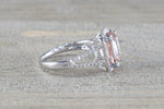 Ava Morganite Elongated Cushion Cut Halo Ring