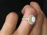 18k Yellow Gold Oval Double Halo Diamond Engagement Promise Ring Anniversary