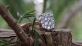 18k Rose Gold Cluster Illusion Round Ring Solitaire Engagement Wedding Promise Ring