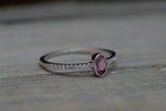 14k White Gold Oval Pink Sapphire Bezel Diamond Engagement Promise Ring