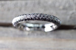 18k White Gold Eternity 3 Row White And Black Diamonds Engagement Ring Crown Vintage Design Rope Classic