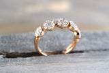 18k Rose Gold 5 Stone Halo Cluster White Diamond Anniversary Wedding Love Birthday Ring Band 0.76 carats