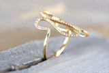 18k Yellow Gold Diamond Fashion Twirl Twist Large Cocktail Ring Band Snake Swirl Infinity Curve