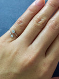 14k White Gold Diamond Twist Open Flower Pinkie Small Child Ring Adjustable Band