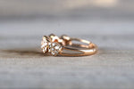 18k Rose Gold Champagne Cognac Diamond 5 Stone Halo Engagement Ring Crown Vintage Design Rope Classic Anniversary Love Promise Band