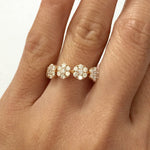 18k Rose Gold 5 Stone Halo Cluster White Diamond Anniversary Wedding Love Birthday Ring Band 0.76 carats