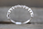 14k White Gold Diamond Vintage Milgrain Etch Etching Ring Antique Half Eternity Filigree Dainty Band