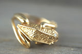 14k Yellow Gold Frog Toad Designed ring with Diamonds Princess Prince Green Animal 3D Wrap Around