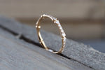 18k Rose Gold Round Art Deco Ring Thin Dainty Band Brilliant Cut Ring