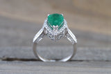 14k White Gold Pear Cut Green Natural Columbian Emerald Diamond